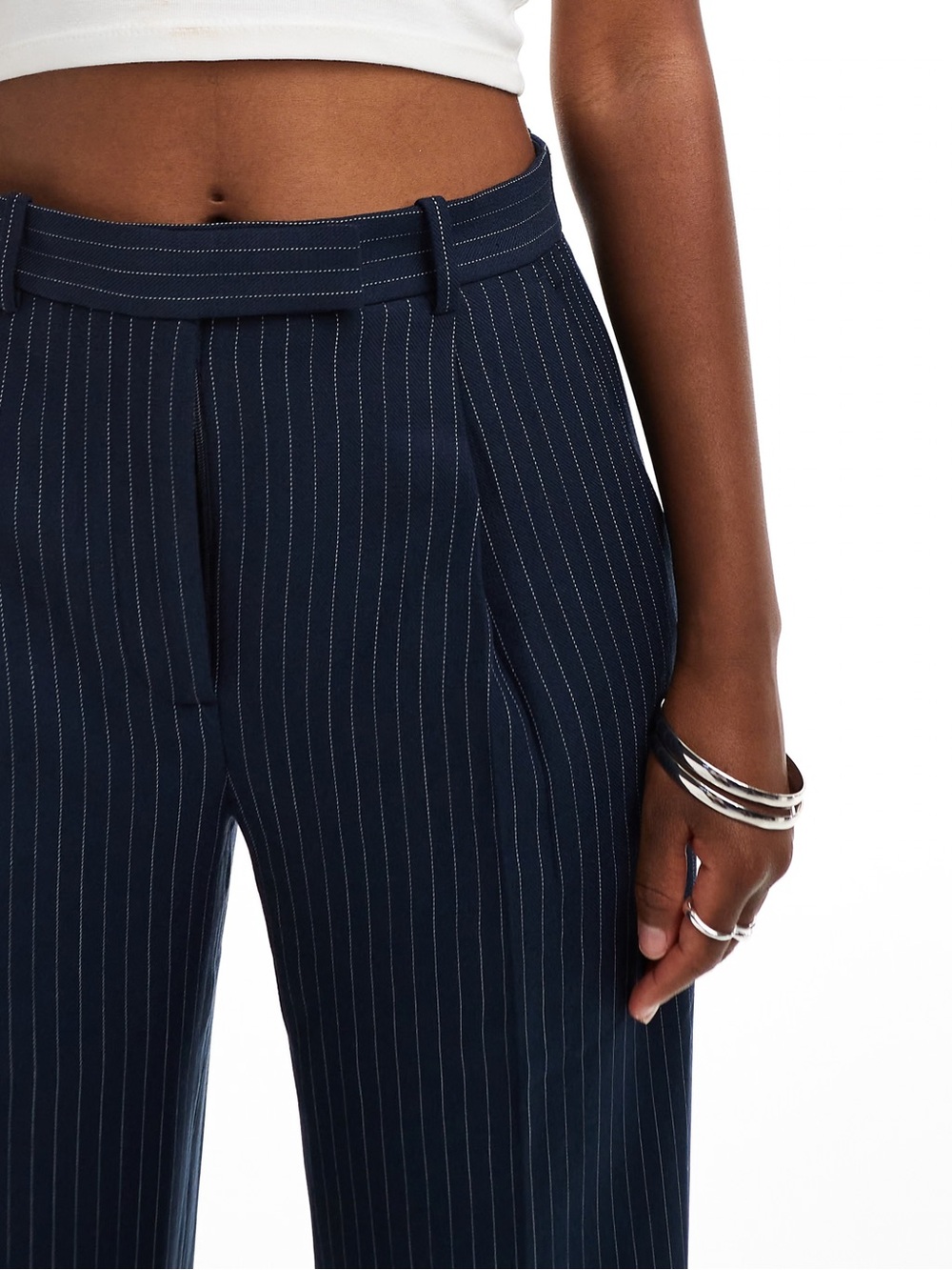 Abercrombie & Fitch Navy Pinstripe Tailored Trousers